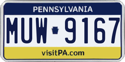 PA license plate MUW9167