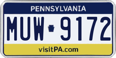 PA license plate MUW9172