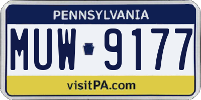 PA license plate MUW9177