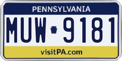 PA license plate MUW9181