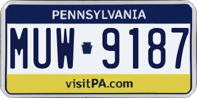 PA license plate MUW9187