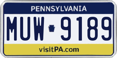 PA license plate MUW9189