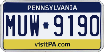 PA license plate MUW9190
