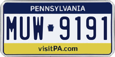 PA license plate MUW9191
