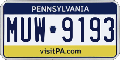 PA license plate MUW9193