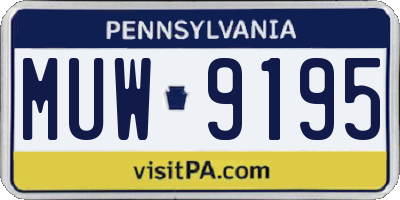 PA license plate MUW9195