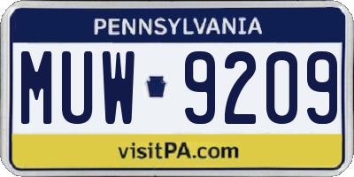 PA license plate MUW9209