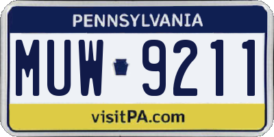 PA license plate MUW9211