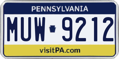 PA license plate MUW9212