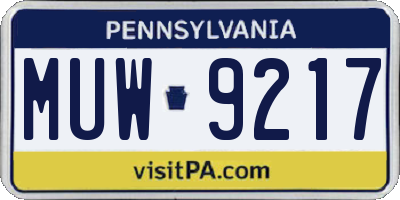 PA license plate MUW9217