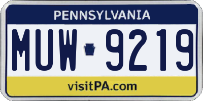 PA license plate MUW9219