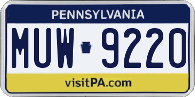 PA license plate MUW9220