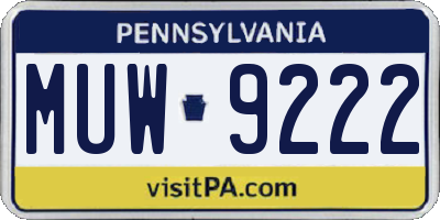 PA license plate MUW9222