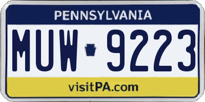 PA license plate MUW9223