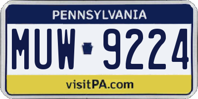 PA license plate MUW9224