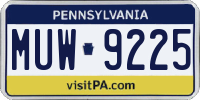 PA license plate MUW9225