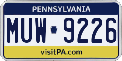 PA license plate MUW9226