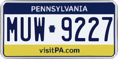 PA license plate MUW9227