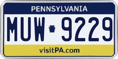 PA license plate MUW9229