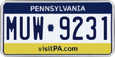 PA license plate MUW9231