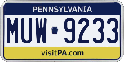 PA license plate MUW9233