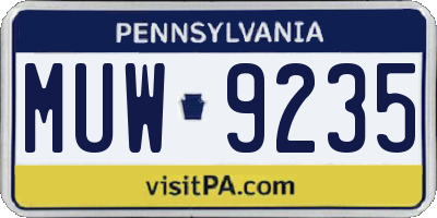 PA license plate MUW9235