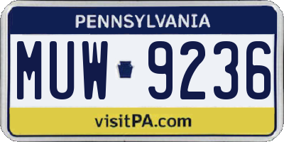 PA license plate MUW9236