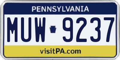PA license plate MUW9237