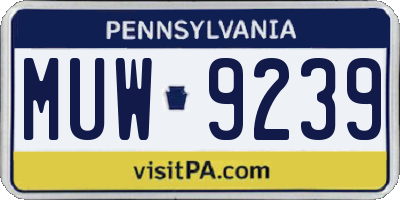 PA license plate MUW9239