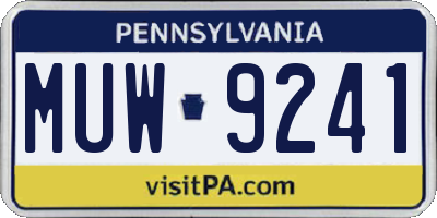 PA license plate MUW9241