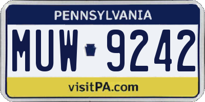 PA license plate MUW9242