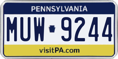 PA license plate MUW9244