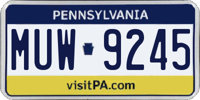 PA license plate MUW9245
