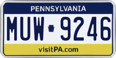 PA license plate MUW9246