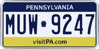 PA license plate MUW9247