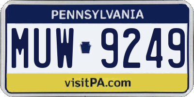 PA license plate MUW9249