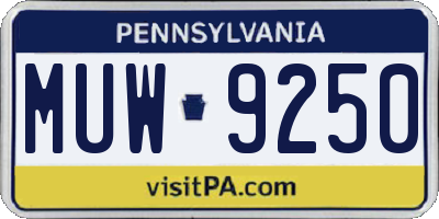 PA license plate MUW9250