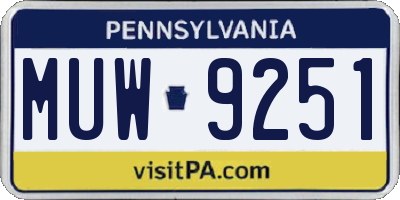 PA license plate MUW9251