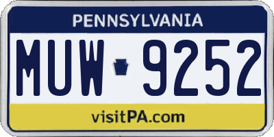 PA license plate MUW9252
