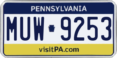 PA license plate MUW9253