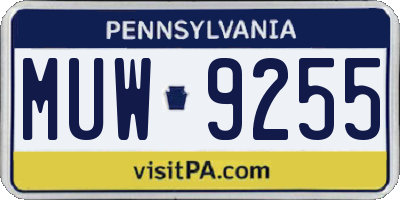 PA license plate MUW9255