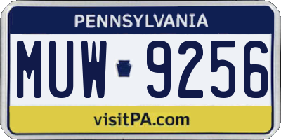 PA license plate MUW9256