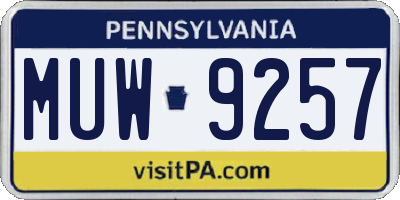 PA license plate MUW9257