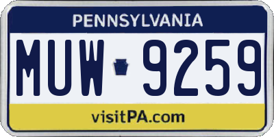 PA license plate MUW9259