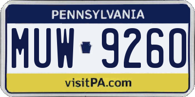 PA license plate MUW9260