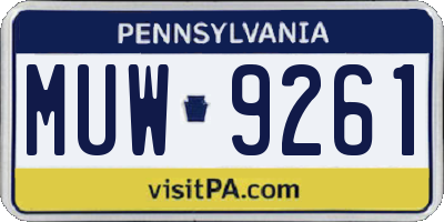 PA license plate MUW9261