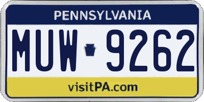 PA license plate MUW9262