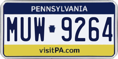 PA license plate MUW9264