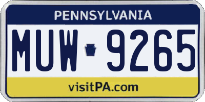 PA license plate MUW9265