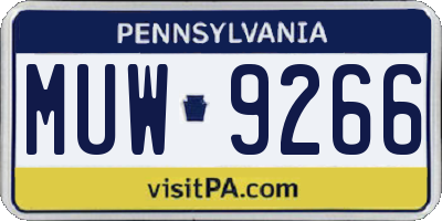PA license plate MUW9266